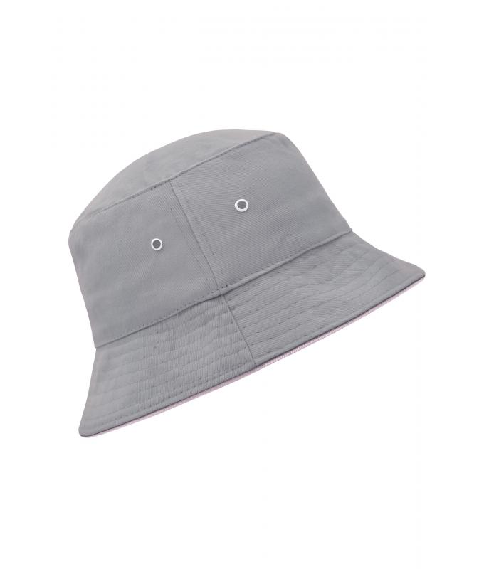 Unisexe Bob coton brossé avec passepoil Gris/gris-rose 7579