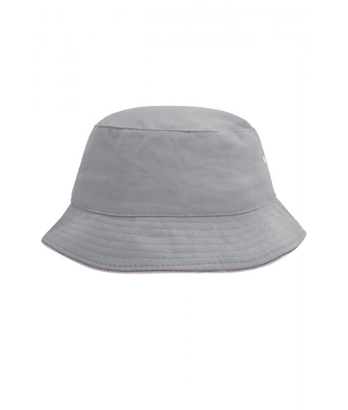 Unisexe Bob coton brossé avec passepoil Gris/gris-rose 7579
