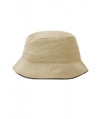 Unisex Fisherman Piping Hat Khaki/black 7579