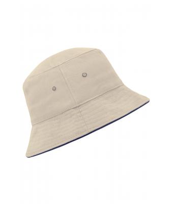 Unisex Fisherman Piping Hat Natural/navy 7579