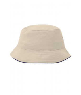 Unisex Fisherman Piping Hat Natural/navy 7579