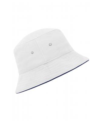 Unisex Fisherman Piping Hat White/navy 7579
