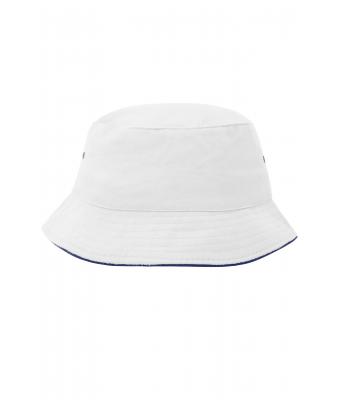 Unisex Fisherman Piping Hat White/navy 7579
