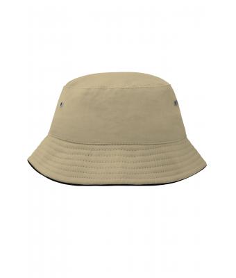 Kids Fisherman Piping Hat for Kids Khaki/black 7580