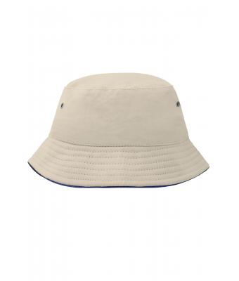 Kinderen Fisherman Piping Hat for Kids Naturel/navy 7580