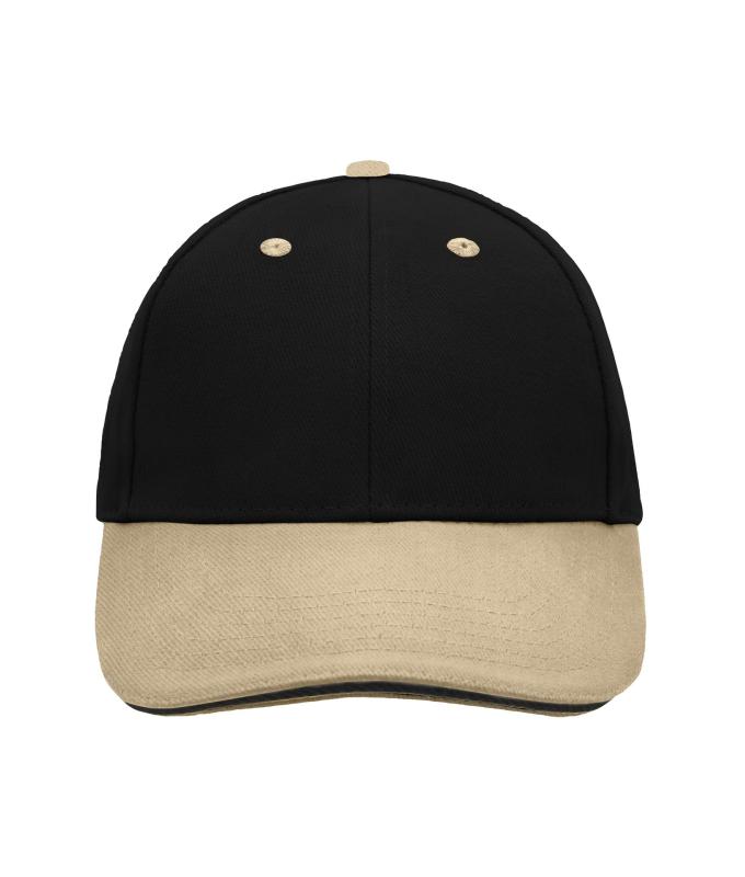 Unisex 6 Panel Sandwich Cap Black/beige/black 7590