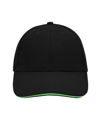 Unisex 6 Panel Sandwich Cap Black/lime-green 7590