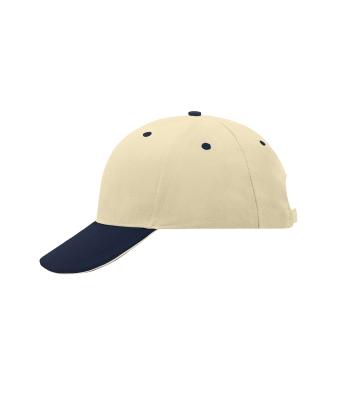 Unisex 6 Panel Sandwich Cap Beige/navy/beige 7590