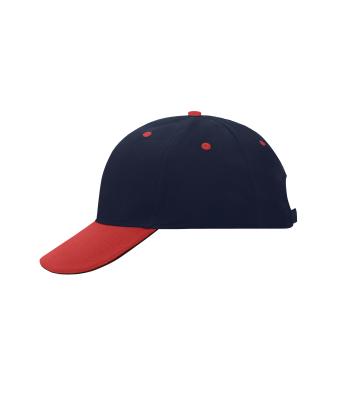 Unisex 6 Panel Sandwich Cap Navy/red/navy 7590