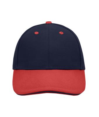 Unisex 6 Panel Sandwich Cap Navy/red/navy 7590