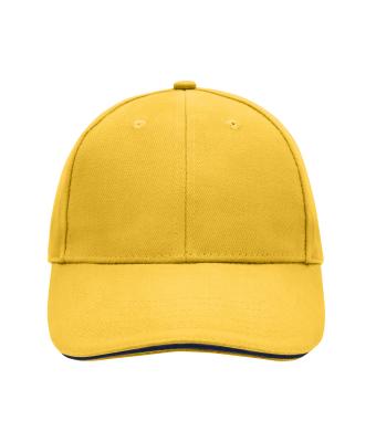 Unisex 6 Panel Sandwich Cap Goudgeel/navy 7590