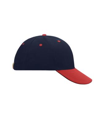 Unisex 6 Panel Sandwich Cap Navy/rood/navy 7590