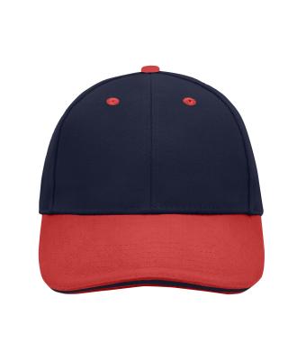 Unisex 6 Panel Sandwich Cap Navy/rood/navy 7590