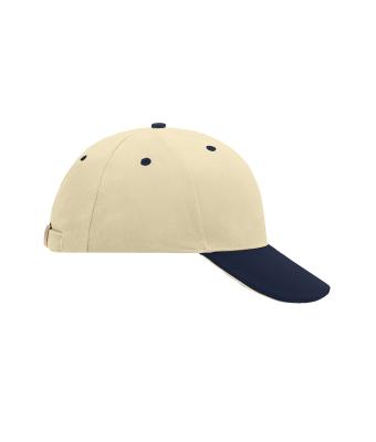 Unisex 6 Panel Sandwich Cap Beige/navy/beige 7590