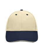 Unisex 6 Panel Sandwich Cap Beige/navy/beige 7590