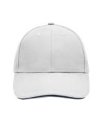 Unisex 6 Panel Sandwich Cap White/navy 7590