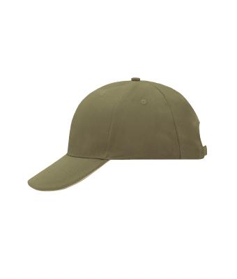 Unisex 6 Panel Sandwich Cap Olive/beige 7590