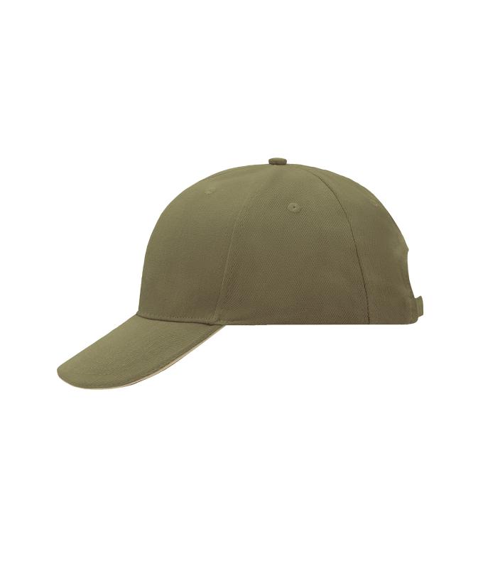 Unisex 6 Panel Sandwich Cap Olive/beige 7590