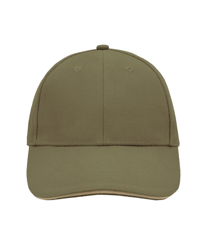 Unisex 6 Panel Sandwich Cap Olive/beige 7590