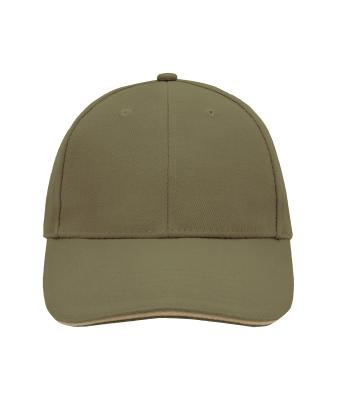 Unisex 6 Panel Sandwich Cap Olijf/beige 7590