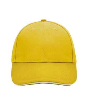 Unisex 6 Panel Sandwich Cap Zon-geel/wit 7590