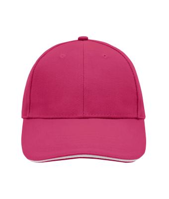 Unisex 6 Panel Sandwich Cap Pink/white 7590