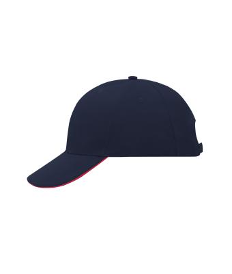 Unisex 6 Panel Sandwich Cap Navy/rood 7590