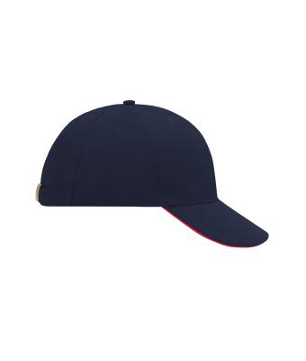 Unisex 6 Panel Sandwich Cap Navy/rood 7590