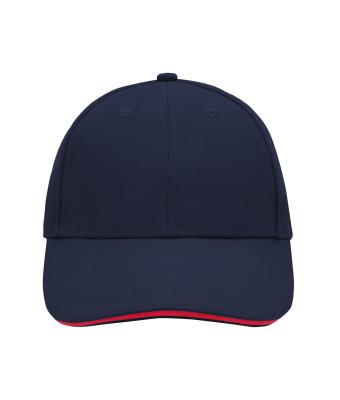 Unisex 6 Panel Sandwich Cap Navy/rood 7590
