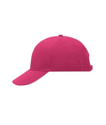 Unisex 6 Panel Sandwich Cap Roze/wit 7590