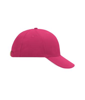Unisex 6 Panel Sandwich Cap Roze/wit 7590