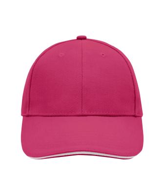 Unisex 6 Panel Sandwich Cap Roze/wit 7590