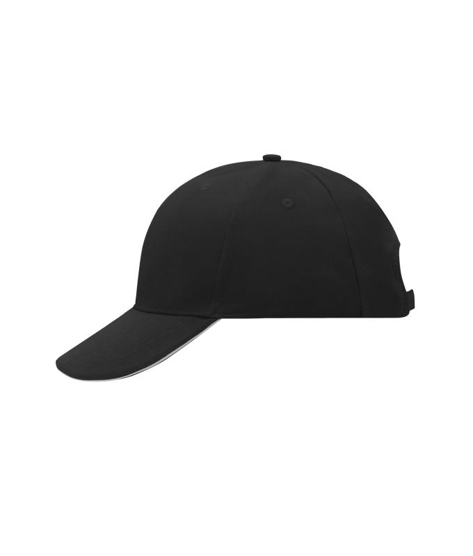 Unisex 6 Panel Sandwich Cap Black/light-grey 7590