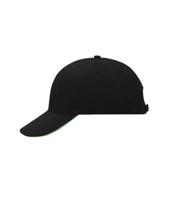Unisex 6 Panel Sandwich Cap Black/lime-green 7590