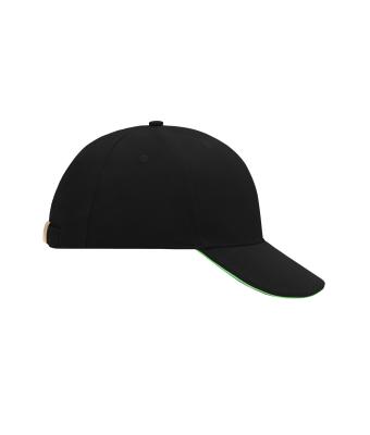 Unisex 6 Panel Sandwich Cap Black/lime-green 7590