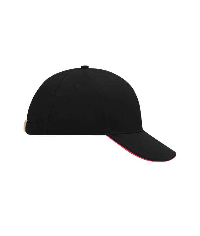 Unisex 6 Panel Sandwich Cap Black/red 7590