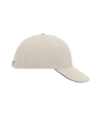 Unisex 6 Panel Sandwich Cap Light-grey/black 7590