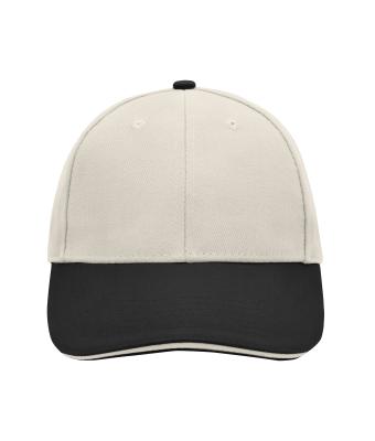 Unisex 6 Panel Sandwich Cap Light-grey/black/light-grey 7590