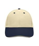 Unisex 6 Panel Sandwich Cap Beige/navy/beige 7590