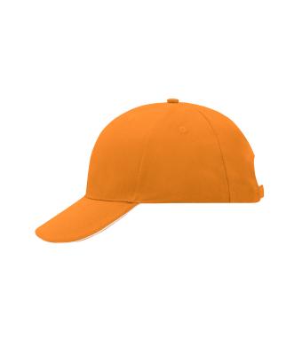 Unisex 6 Panel Sandwich Cap Orange/white 7590
