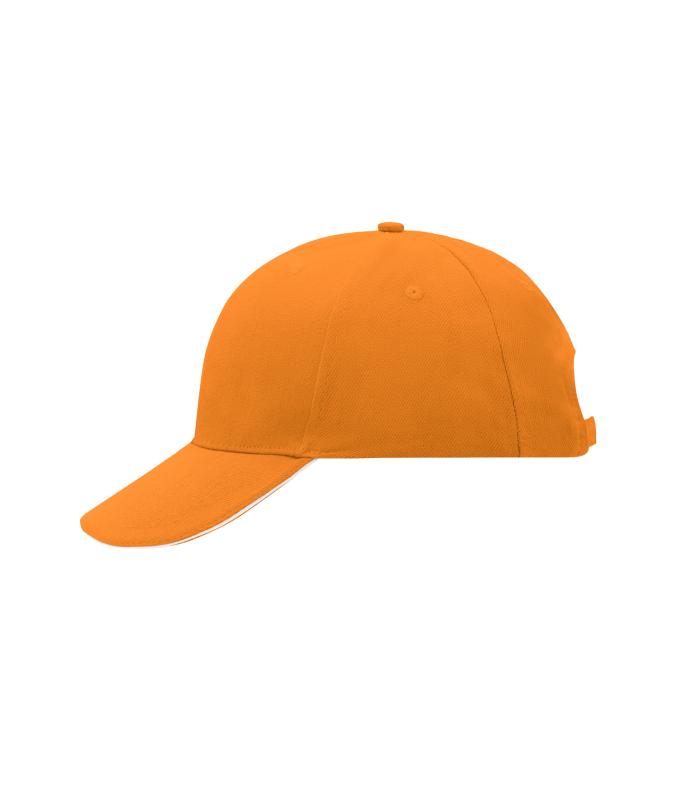 Unisex 6 Panel Sandwich Cap Orange/white 7590