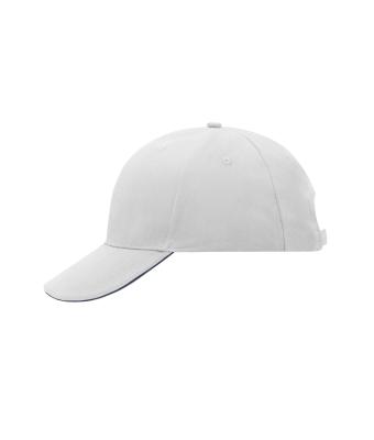 Unisex 6 Panel Sandwich Cap White/navy 7590