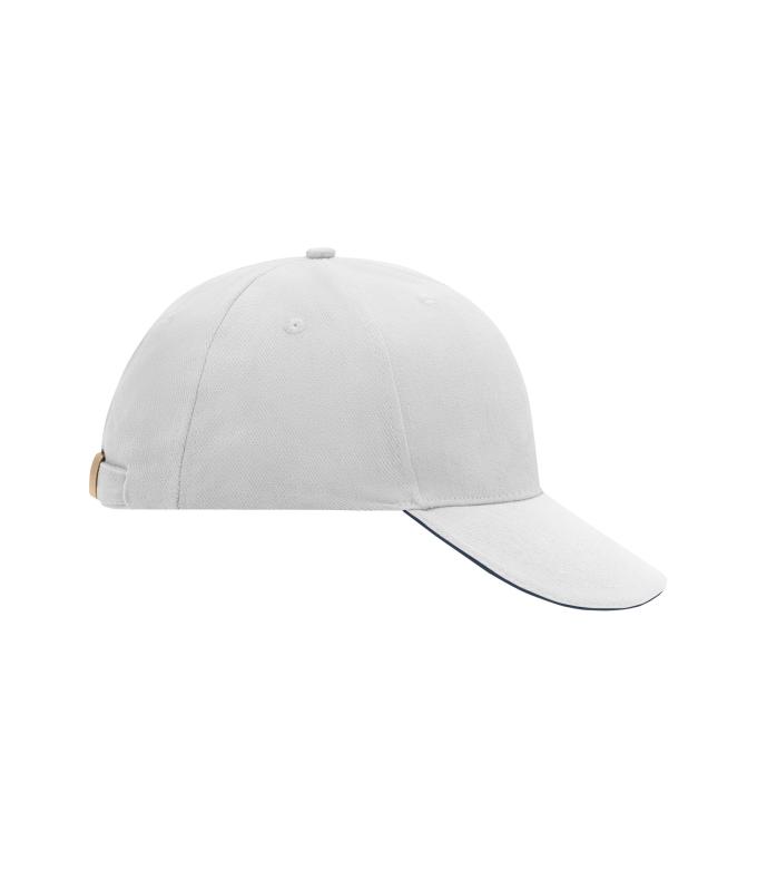 Unisex 6 Panel Sandwich Cap White/navy 7590