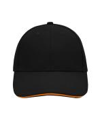 Unisex 6 Panel Sandwich Cap Zwart/oranje 7590
