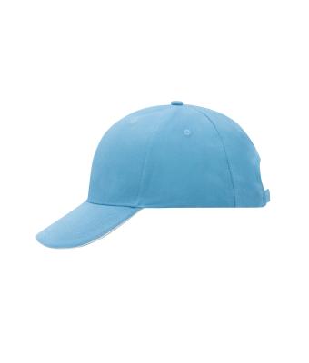 Unisex 6 Panel Sandwich Cap Lichtblauw/wit 7590