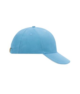Unisex 6 Panel Sandwich Cap Lichtblauw/wit 7590