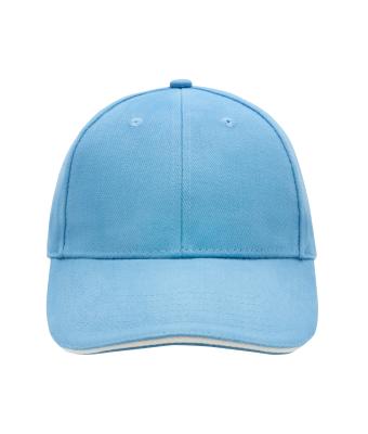 Unisex 6 Panel Sandwich Cap Lichtblauw/wit 7590