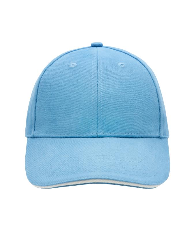 Unisex 6 Panel Sandwich Cap Lichtblauw/wit 7590