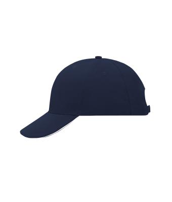 Unisex 6 Panel Sandwich Cap Navy/wit 7590