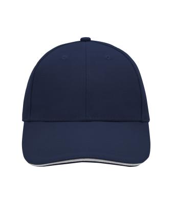 Unisex 6 Panel Sandwich Cap Navy/wit 7590